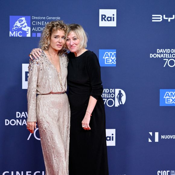 Rome, Rome: Rome, 70th edition of the David di Donatello, Red Carpet. In the photo Valeria Golino and Valeria bruni Tedeschi - Les célébrités à la cérémonie David di Donatello Awards à Rome, le 7 mai 2025.