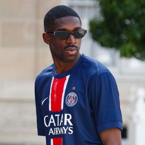 Ousmane Dembélé - Réception de l'équipe du Paris Saint-Germain (PSG) à l'occasion de leur titre de vainqueur de la Ligue des Champions 2024-2025 au palais de l'Elysée à Paris, France, le 01 juin 2025. © Christophe Clovis / Bestimage