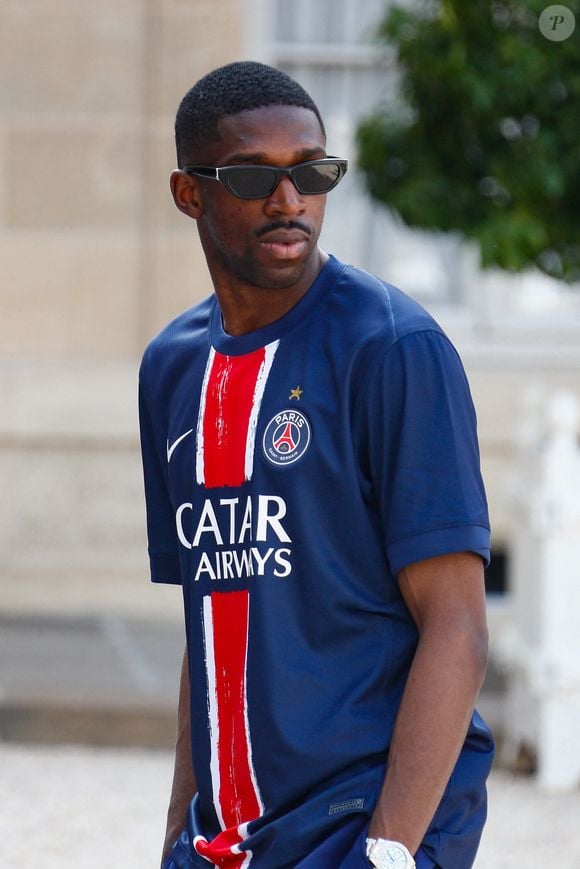 Ousmane Dembélé - Réception de l'équipe du Paris Saint-Germain (PSG) à l'occasion de leur titre de vainqueur de la Ligue des Champions 2024-2025 au palais de l'Elysée à Paris, France, le 01 juin 2025. © Christophe Clovis / Bestimage