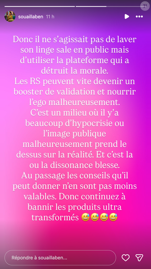 Capture d'écran des stories du mardi 9 décembre 2025 de Souailla Mohamed
