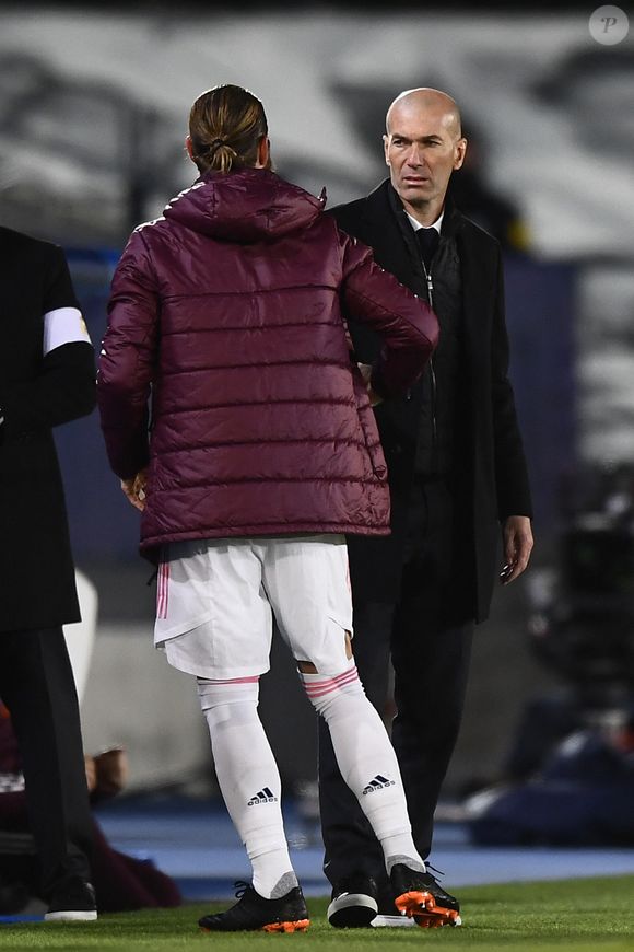 Zinedine Zidane-Sergio Ramos - Match de football Real Madrid VS Atalanta (3-1) lors de la Ligue des Champions à Madrid, le 16 mars 2021.
Image Sport / Panoramic / Bestimage