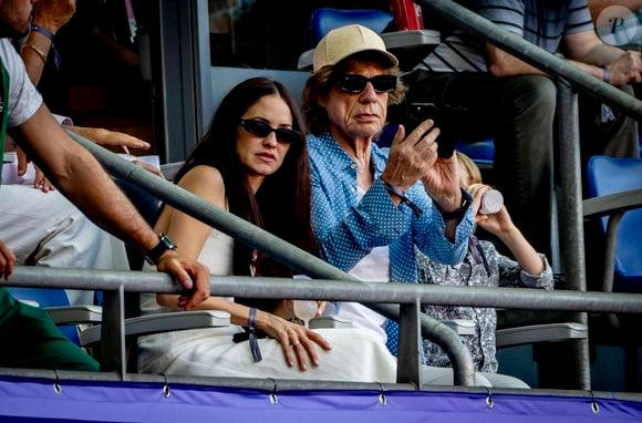 Mick Jagger, Melanie Hamrick, Athlétisme au Stade de France dans le cadre des Jeux Olympiques d'été 2024, Jour 15 à Paris, France, 10 août 2024. (Dana Press / Bestimage).