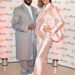 Slimane et Vitaa assistent au photocall des 35e Victoires de la Musique à la Seine Musicale le 14 février 2020 à Boulogne-Billancourt, France.