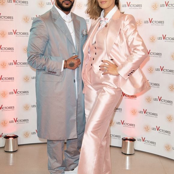 Slimane et Vitaa assistent au photocall des 35e Victoires de la Musique à la Seine Musicale le 14 février 2020 à Boulogne-Billancourt, France.