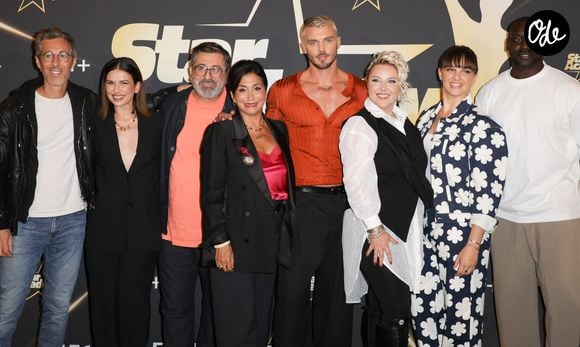 Michael Goldman, Lucie Bernardoni, Papy, Sofia Morgavi, Jonathan Jenvrin, Marlène Schaff, Fanny Delaigue et Ladji Doucouré - Photocall de la soirée de lancement de la 13ème saison de la "Star Academy" au cinéma Le Grand Rex à Paris. La Star Academy 2025 sera diffusé à partir du 18 octobre 2025 sur TF1.
© Guirec Coadic/Bestimage