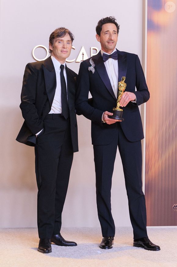 Adrien Brody et Cilian Murphy  dans la press room des Oscars le 2 mars 2025 (Credit Image: © PI via ZUMA Press Wire)