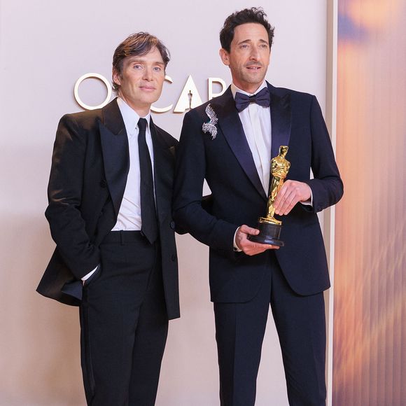 Adrien Brody et Cilian Murphy  dans la press room des Oscars le 2 mars 2025 (Credit Image: © PI via ZUMA Press Wire)