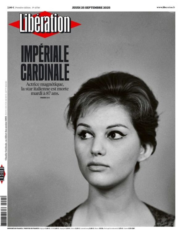 Les équipes de "Libération" mettent à l'honneur Claudia Cardinale disparue le 23 septembre 2025.