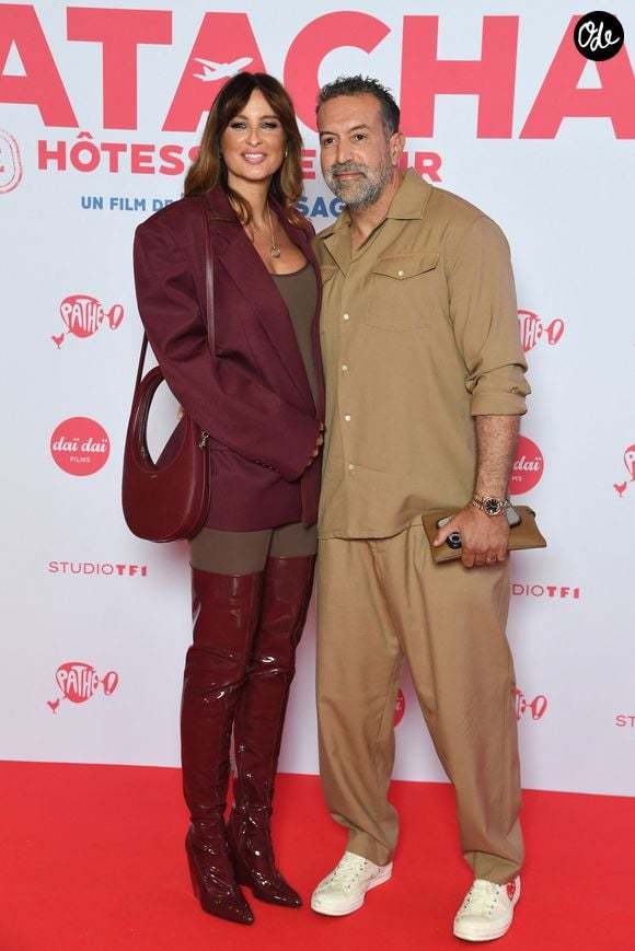 Malika Ménard (Miss France 2010), enceinte et son mari Karim - Avant-première du film "Natacha, presque hôtesse de l'air" au cinéma Pathé Palace à Paris le 24 mars 2025. © Lionel Urman/Bestimage