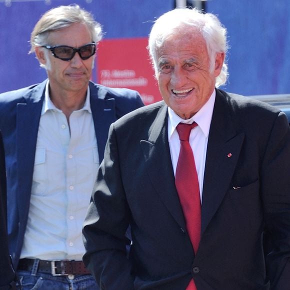 Jean-Paul Belmondo et son fils arrivant à la cérémonie de remise du Lion d'or à Jean-Paul Belmondo pour Transporteur ('Leon d'Oro alla Carriera') sur le Lido de Venise, Italie, dans le cadre de la 73e Mostra, Festival international du film de Venise, le 08 septembre 2016. Photo by Aurore Marechal/ABACAPRESS.COM