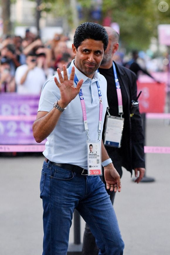 Nasser al-Khelaïfi - Arrivées à la finale de basketball "France vs USA" à l'Arena Bercy à Paris, lors des Jeux Olympiques Paris 2024. Le 10 août 2024
© Perusseau-Jacovides / Bestimage