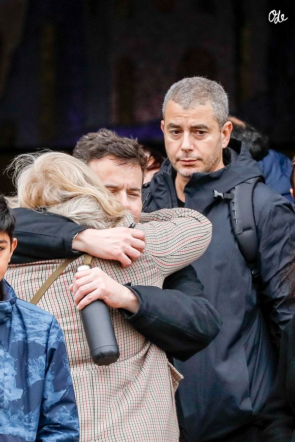 Nicolas Demorand et Ali Baddou - Funérailles de Sébastien Demorand à la Coupole du crématorium du cimetière du Père-Lachaise à Paris, en France, le 31 janvier 2020.
