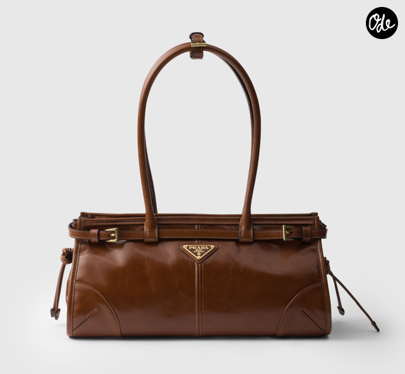 Sac à main Prada Bonnie /  Sac Cabas Empire 34 / Sac bandoulière avec logo emblématique / Sac porté épaule texturé à ceinture