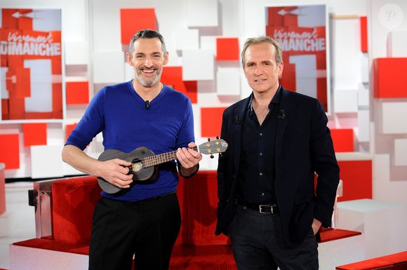 Exclusif - Vincent Dubois et Jean-Christian Fraiscinet ( Les Bodin's) - Enregistrement de l'émission ' Vivement Dimanche ' au studio Gabriel consacrée aux Bodin's le 13 mai 2020 . Diffusion le 07 juin 2020 sur France 2 . A cause de l'épidémie de coronavirus (COVID-19) , l'émission est tournée sans public et n'accueille qu'un seul invité en plateau.
© Guillaume Gaffiot / Bestimage