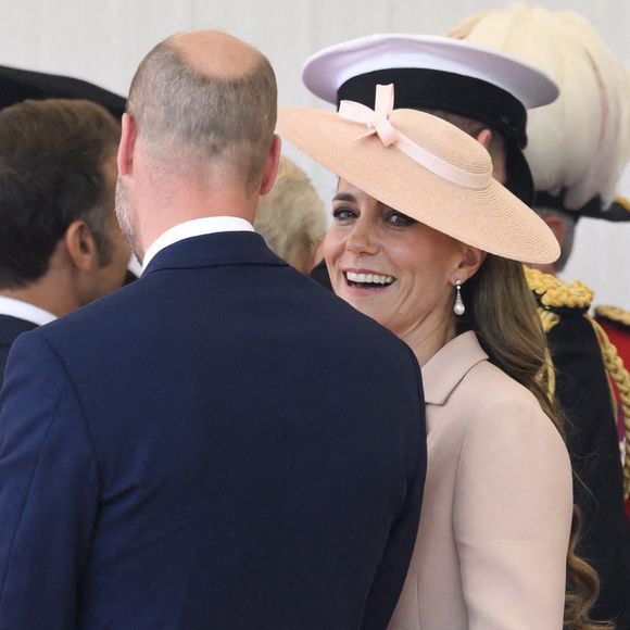 Le Prince de Galles et la Princesse de Galles à Windsor avant de participer à une procession en calèche à travers la ville jusqu'au château de Windsor, dans le cadre de la visite d'État du Président de la République française et de Mme Brigitte Macron. 8 juillet 2025. © Doug Peters/EMPICS/ABACAPRESS.COM