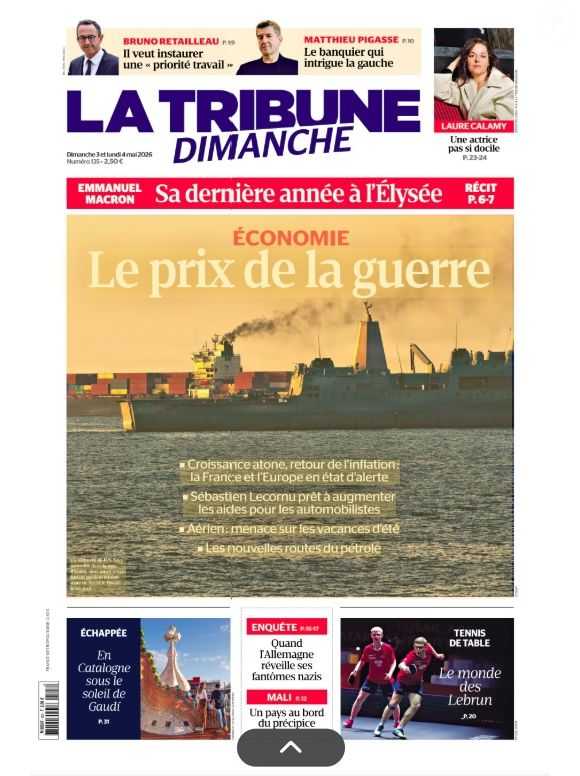 La Tribune Dimanche, couverture du 3 mai 2026