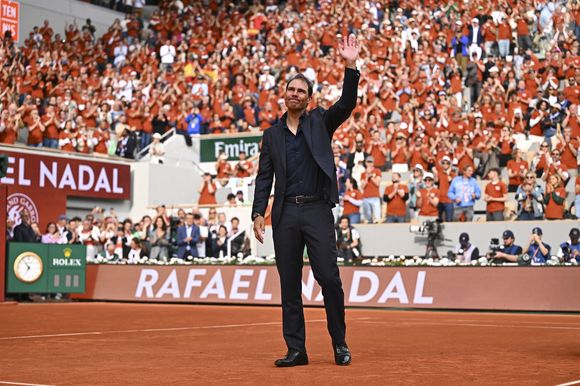 Hommage à Rafael Nadal lors des Internationaux de France de Tennis de Roland Garros 2025, sur le court Philippe-Chatrier au Complexe Roland-Garros à Paris, France, le 25 mai 2025. © Corinne Dubreuil/Pool FFT/Bestimage