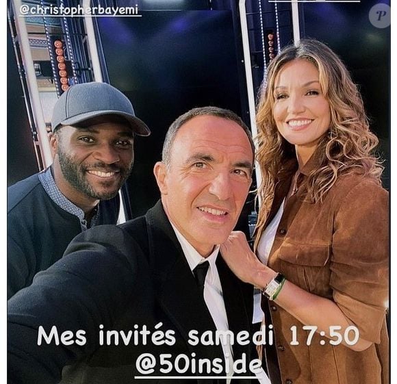Son passage de l’athlétisme à la scène illustre une quête de sens et de nouvelles passions.

Christopher Bayemi, Nikos Aliagas et Nadia Farès dans une publication postée le 22 mai 2021.