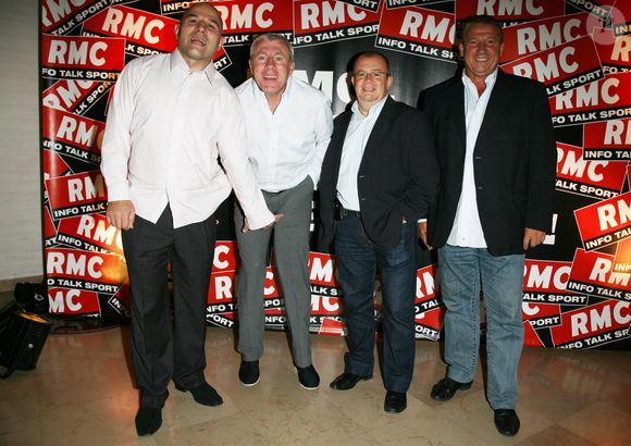 Vincent Moscato, Luis Fernandez, Jean Resseguie et Roland Courbis assistent à la conférence de presse de 'RMC' à Paris, France, le 29 août 2008. Photo par Denis Guignebourg/ABACAPRESS.COM