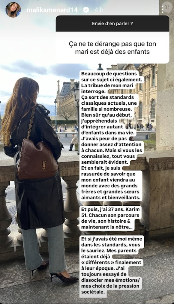 Malika Ménard, story Instagram