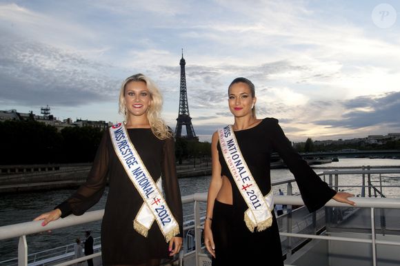 Exclusif : Geneviève de Fontenay fête ses 80 ans à Paris ce 29 août 2012.  
Pic : Christelle Roca, Miss Nationale 2012 et Barbara Morel ; Miss Nationale 2011