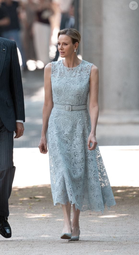 La princesse Charlène de Monaco lors du 150ème anniversaire de l'établissement des premières relations diplomatiques entre l'Espagne et Monaco au Jardin botanique royal à Madrid le 1er juin 2026. LALO YASKY / BESTIMAGE