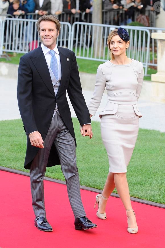 Le prince Emmanuel Philibert de Savoie et la princesse Clotilde de Savoie (Clotilde Courau) - Arrivees a la cathédrale pour le mariage religieux du prince Guillaume de Luxembourg et de la comtesse Stephanie de Lannoy a Luxembourg, le 20 octobre 2012. © GTRES / BESTIMAGE