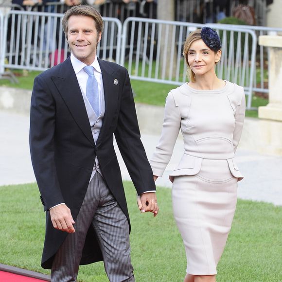 Le prince Emmanuel Philibert de Savoie et la princesse Clotilde de Savoie (Clotilde Courau) - Arrivees a la cathédrale pour le mariage religieux du prince Guillaume de Luxembourg et de la comtesse Stephanie de Lannoy a Luxembourg, le 20 octobre 2012. © GTRES / BESTIMAGE