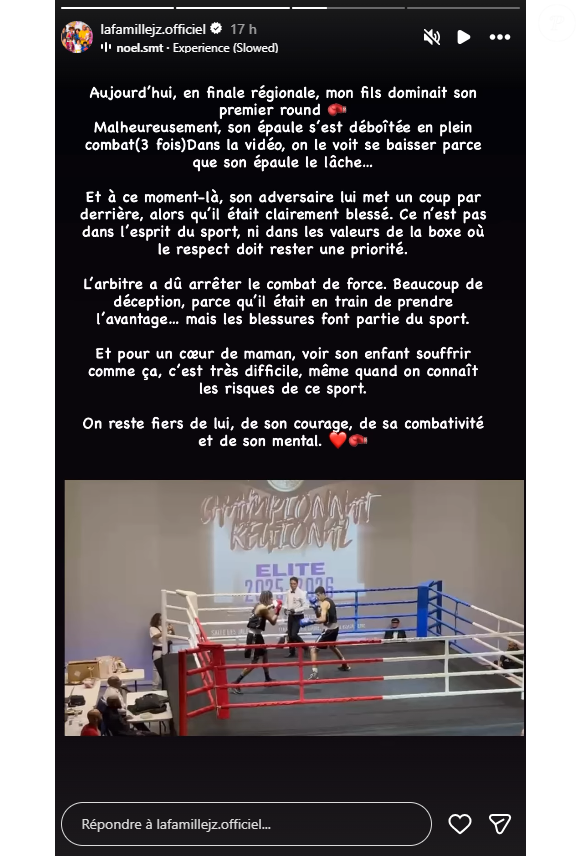 Dimanche 23 novembre, il a été blessé lors d'un combat.

L'un des fils de la famille Jean-Zéphirin, star de "Familles nombreuses, la vie en XXL", blessé.