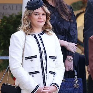 Camille Gottlieb - La famille princière de Monaco dans la cour du palais lors de la Fête Nationale de la principauté de Monaco le 19 novembre 2022. © Dominique Jacovides / Bruno Bebert / Bestimage