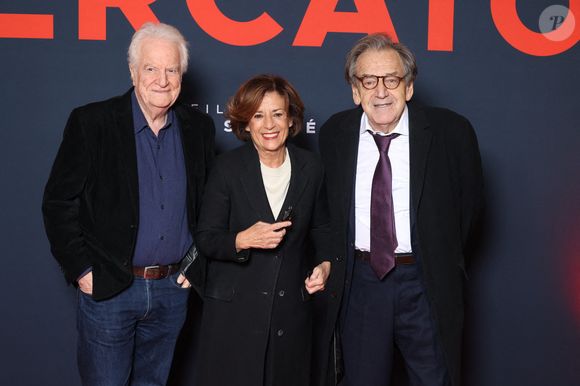 Andre Dussollier, Alain Finkielkraut et sa femme Sylvie Topaloff lors de la première de "Mercato" au Grand Rex de Paris, France le 17 février 2025. Photo by Jerome Dominé/ABACAPRESS.COM