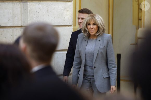 Emmanuel et Brigitte Macron à l'Elysée © Yoan Valat/Pool/Bestimage
