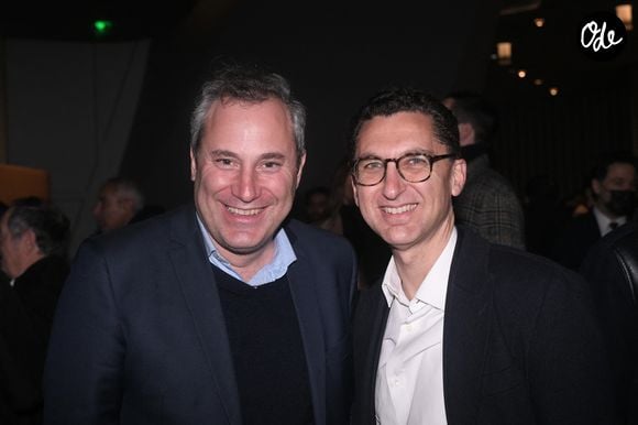 Exclusif - Benjamin Patou (Moma Group), Maxime Saada (Président du directoire, Groupe Canal+) - People dans les loges lors du huitième de finale aller de la Ligue des champions entre le PSG et le Real Madrid au Parc des Princes à Paris le 15 février 2022. © Rachid Bellak/Bestimage