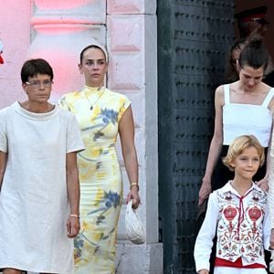 No Tabloïds - La princesse Stéphanie de Monaco,, sa fille Pauline Ducruet, Charlotte Casiraghi, Stefano Ercole Carlo Casiraghi et la princesse Caroline de Hanovre - Célébration des 20 ans de règne du prince souverain Albert II de Monaco sur la place du Palais à Monaco, le 19 juillet 2025. © Bruno Bebert/Bestimage