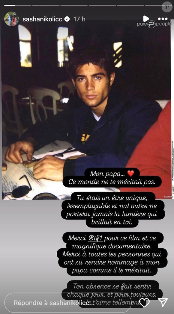 "Mon papa... Ce monde ne te méritait pas. Tu étais un être unique, irremplaçable et nul autre ne portera jamais la lumière qui brillait en toi", a-t-elle écrit. 


Sasha Nikolic brise le silence sur Instagram dans la nuit du 15 au 16 septembre 2025. (Capture d'écran)
