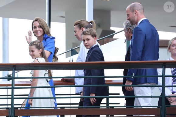 Le prince William, Kate Middleton et leurs enfants, le prince George et la princesse Charlotte, à leur arrivée au tournoi de Wimbledon à Londres le 13 juillet 2025. Photo by Stephen Lock/i-Images/ABACAPRESS.COM