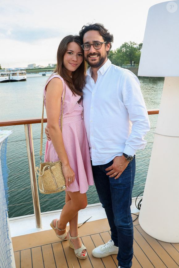 Emilie Broussouloux et Thomas Hollande assistent à la soirée pétanque gastronomique à Paris Yacht Marina le 21 juin 2022 à Paris, France. Photo Nasser Berzane/Abaca