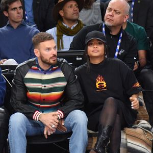 Matt Pokora (M. Pokora) et sa femme Christina Milian - Célébrités assistent au match 1 du NBA Paris Games 2025 à L'Accor Arena Bercy à Paris le 23 janvier 2025. © Veeren/Bestimage