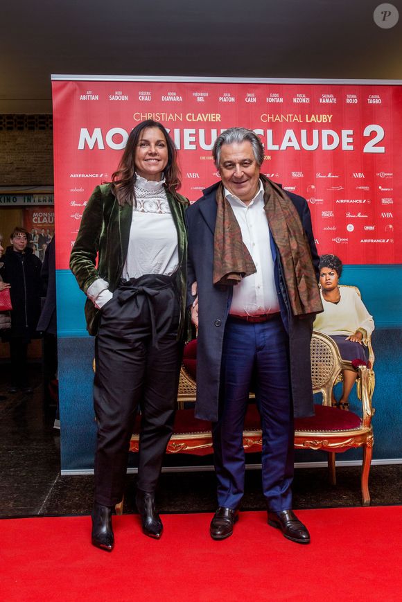Christian Clavier et sa compagne Isabelle de Araujo - Première du film "Monsieur Claude 2" (Qu'est-ce qu'on a fait au Bon Dieu 2) à Berlin en Allemagne le 2 avril 2019. © Action Press / Bestimage