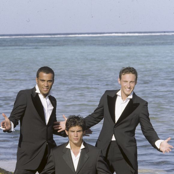Archives - Dans les caraibes, à Saint-Barthélemy, le groupe 2BE3, Adel Kachermi, Filip Nikolic et Frank Delay le 12 mars 1998.  
Crédit : Michel MARIZY via Bestimage