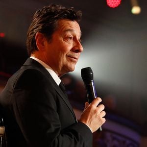 Exclusif - Laurent Gerra lors de l'enregistrement de l'émission "Laurent Gerra, l'anniversaire événement" présentée par S.Bern et qui sera diffusée le 7 juin 2025 sur France 2, au théâtre Marigny, à Paris, France, le 28 avril 2025. © Clovis-Moreau/Bestimage