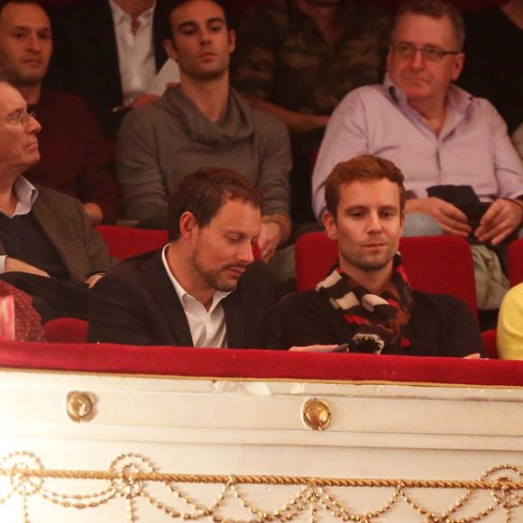 Exclusif - Marc-Olivier Fogiel et son mari François Roelants, Audrey Fleurot enceinte et son mari Djibril Glissant - Répétitions et Divers - Spectacle "Elles se croient toutes Joly" en hommage à Sylvie Joly, mis en scène par Pierre Palmade, au théâtre de Paris dans le 9e arrondissement à Paris, le 26 octobre 2015. © Dominique Jacovides - Romuald Meigneux / Bestimage
