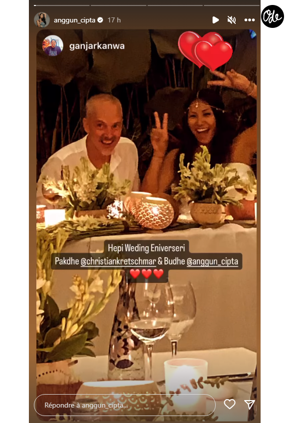 Anggun mariée à Christian depuis 2018, elle partage des images de leur union à Bali. Instagram