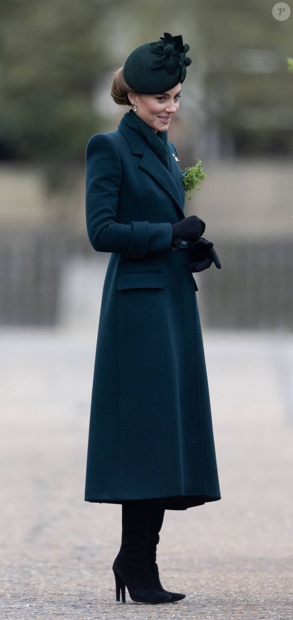 Catherine (Kate) Middleton, princesse de Galles, colonel des Irish Guards, visite le régiment lors du défilé de la Saint-Patrick à la caserne Wellington de Londres, le 17 mars 2025.
Dana Press / Bestimage