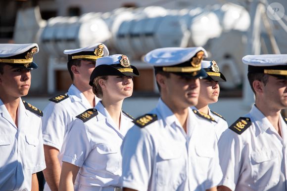 La princesse Leonor arrive avec le reste des aspirants sur le navire-école de la marine Juan Sebastián Elcano, à Las Palmas de Gran Canaria, Gran Canaria, Îles Canaries, Espagne, le 21 janvier 2025. © Europa Press Canarias/Bestimage