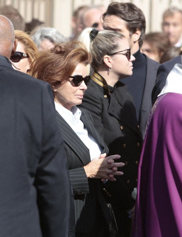 Dominique Tapie après la messe de funérailles dédiée à Bernard Tapie, magnat des affaires, acteur et homme politique français, à la cathédrale de la Major à Marseille, dans le sud-est de la France, le 8 octobre 2021. Bernard Tapie, dont la carrière de cape et d'épée lui a valu des millions de fans malgré une série de condamnations judiciaires, est décédé à l'âge de 78 ans le 3 octobre 2021, après un combat de quatre ans contre un cancer de l'estomac. Photo par Patrick Aventurier/ABACAPRESS.COM