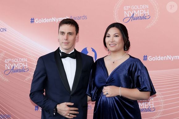 Louis Ducruet et sa femme Marie (enceinte) - La famille princière au photocall et cérémonie de clôture de la 63ème édition du Festival de Télévision de Monte-Carlo (63rd Golden Nymph) au Grimaldi Forum à Monaco le 18 juin 2024.© Claudia Albuquerque / Bestimage