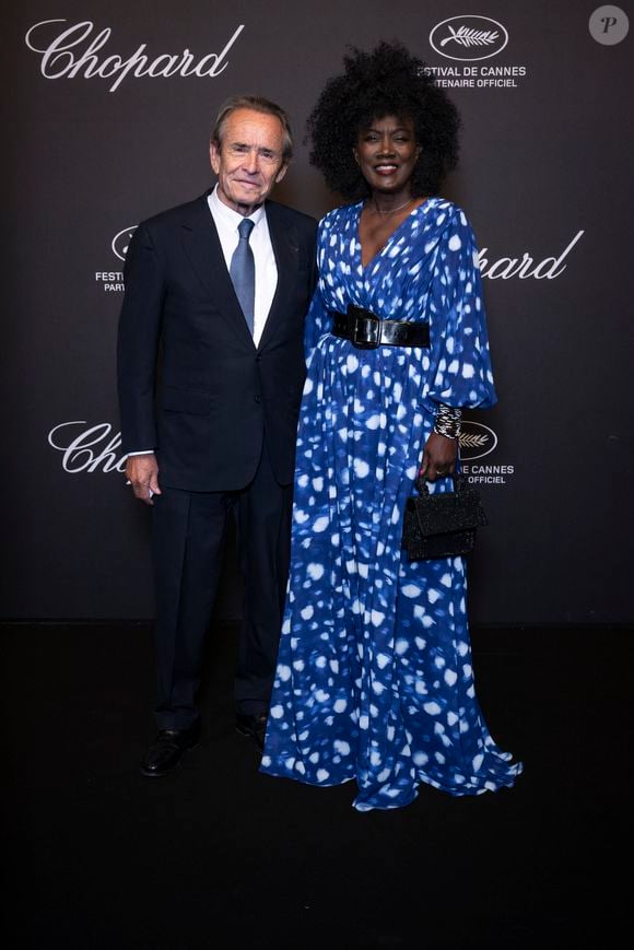 Jacky Ickx et sa femme Khadja Nin - Photocall du dîner "Chopard Universe 2025" à l'aéroport de Mandelieu lors du 78ème Festival International du Film de Cannes le 19 mars 2025. © Olivier Borde/Bestimage