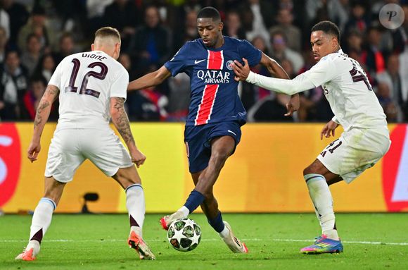 Ousmane Dembélé - Match de quart de finale aller de Ligue Des Champions 2024-2025 (LDC) "PSG - Aston-Villa (3-1)" au Parc des Princes, le 9 avril 2025. Christian Liewig / Bestimage