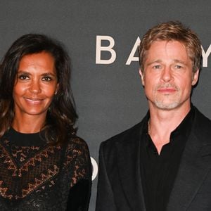 Brad Pitt et Karine Le Marchand à la première du film "Babylon" au cinéma Le Grand Rex à Paris, France, le 14 janvier 2023. © Coadic Guirec/Bestimage